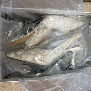 Betsey Johnson Nikki White Lace Women's Heels